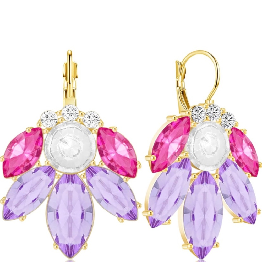 Pink and Purple dangle Crystal Earrings